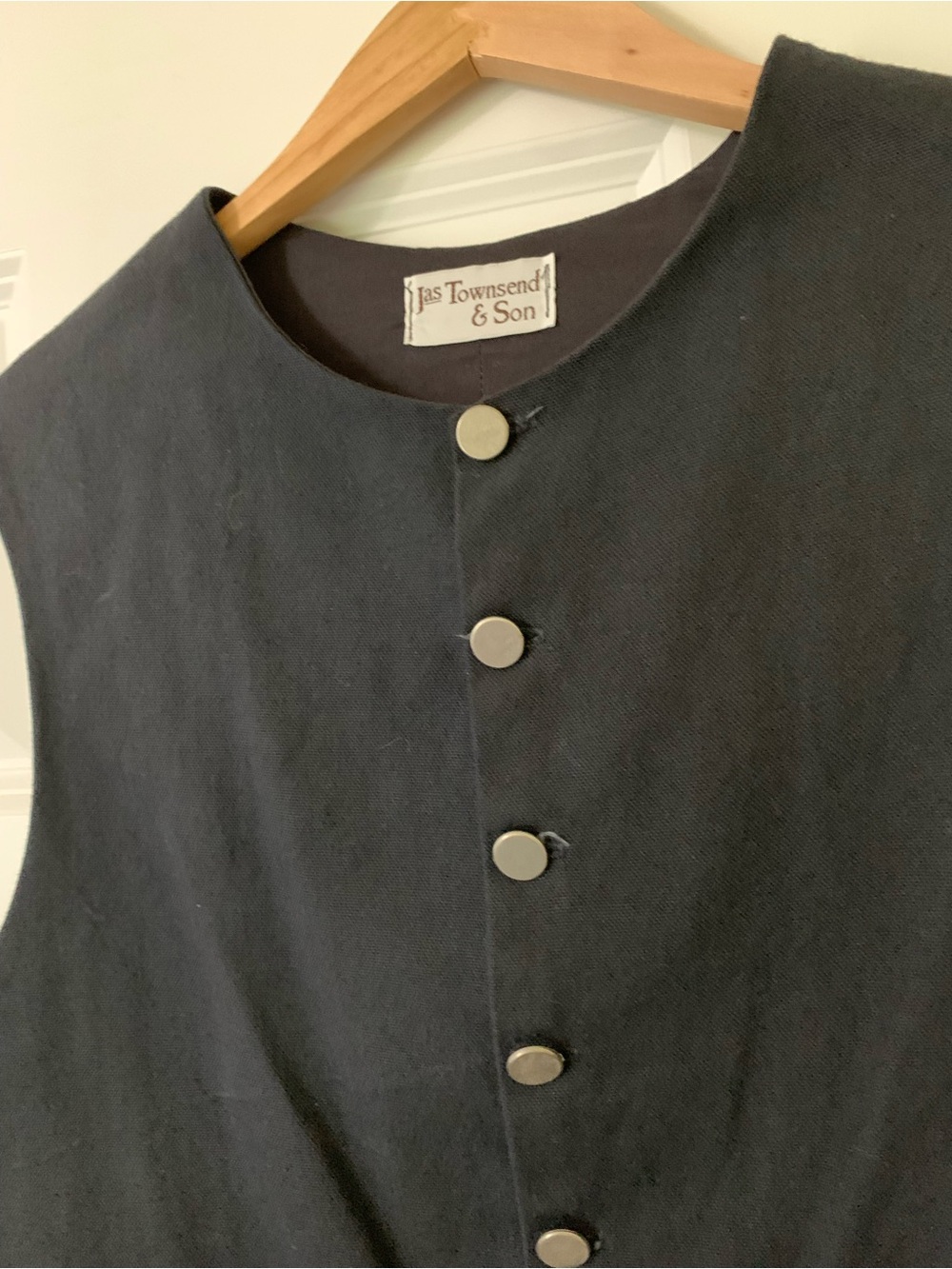 jas.Townsend&Son Cotton Canvas WaistCoat Vest Navy Pewter Buttons HistoricRepro - Picture 3 of 10